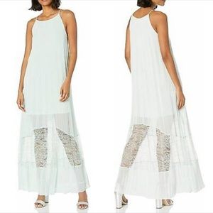 Bcbgenration Casual Pleated Lace Sleeveless Maxi Dress Size XL- mint color
